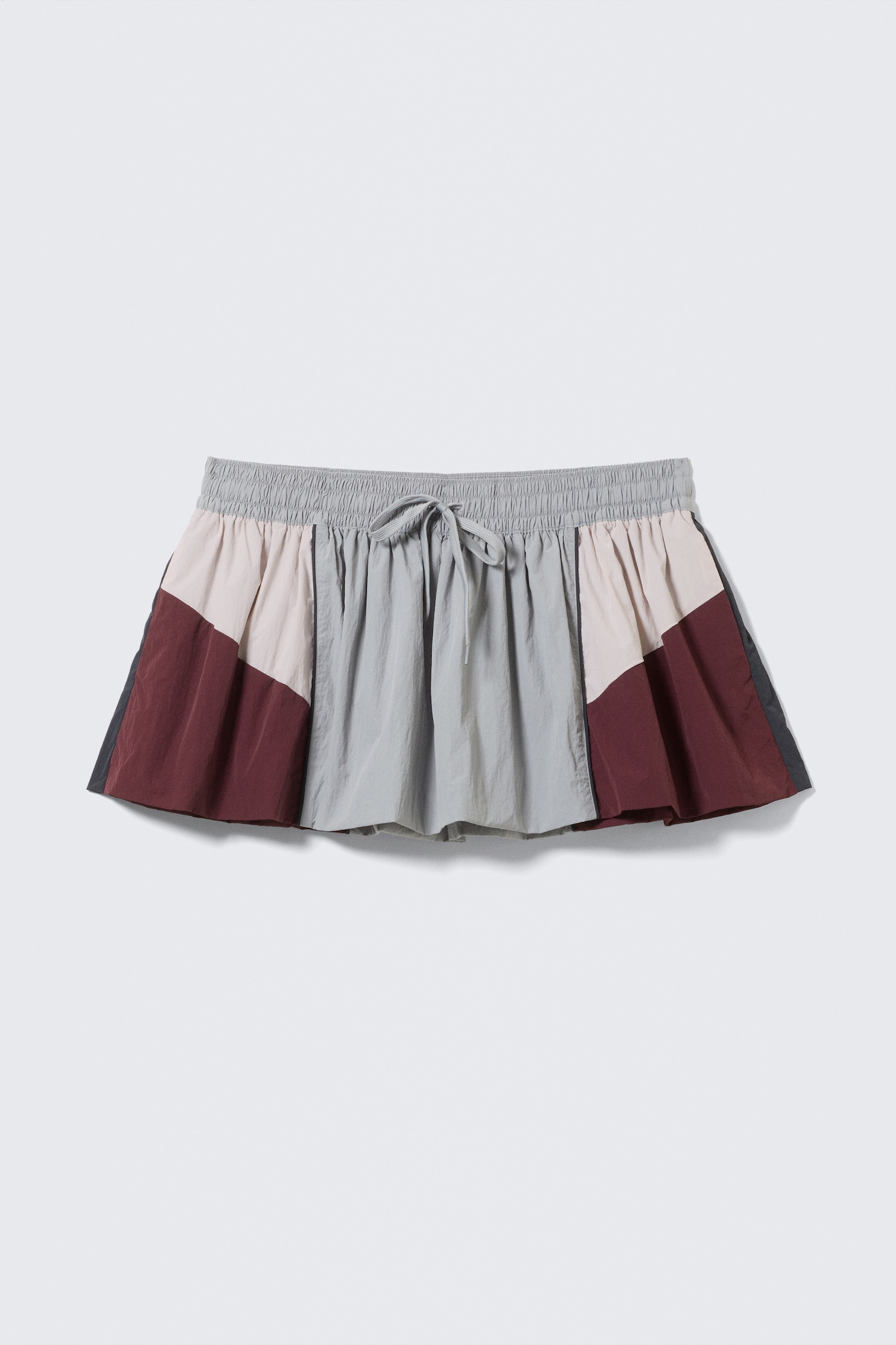 A-Linien-Minirock aus Nylon im Colourblock-Design - Grau/Rosa/Rot - 2
