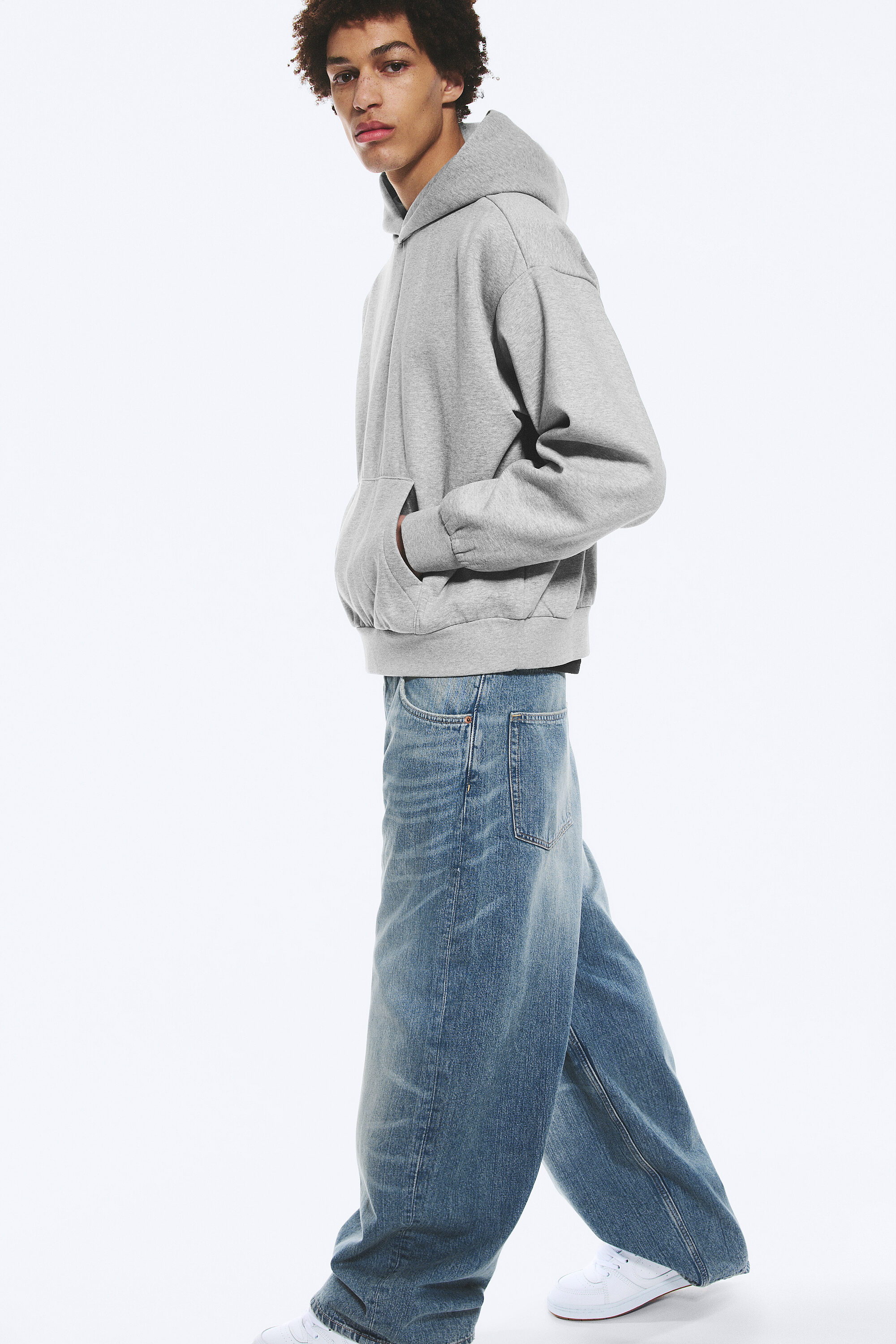 loose fit hoodie - Grey Melange | Weekday WW
