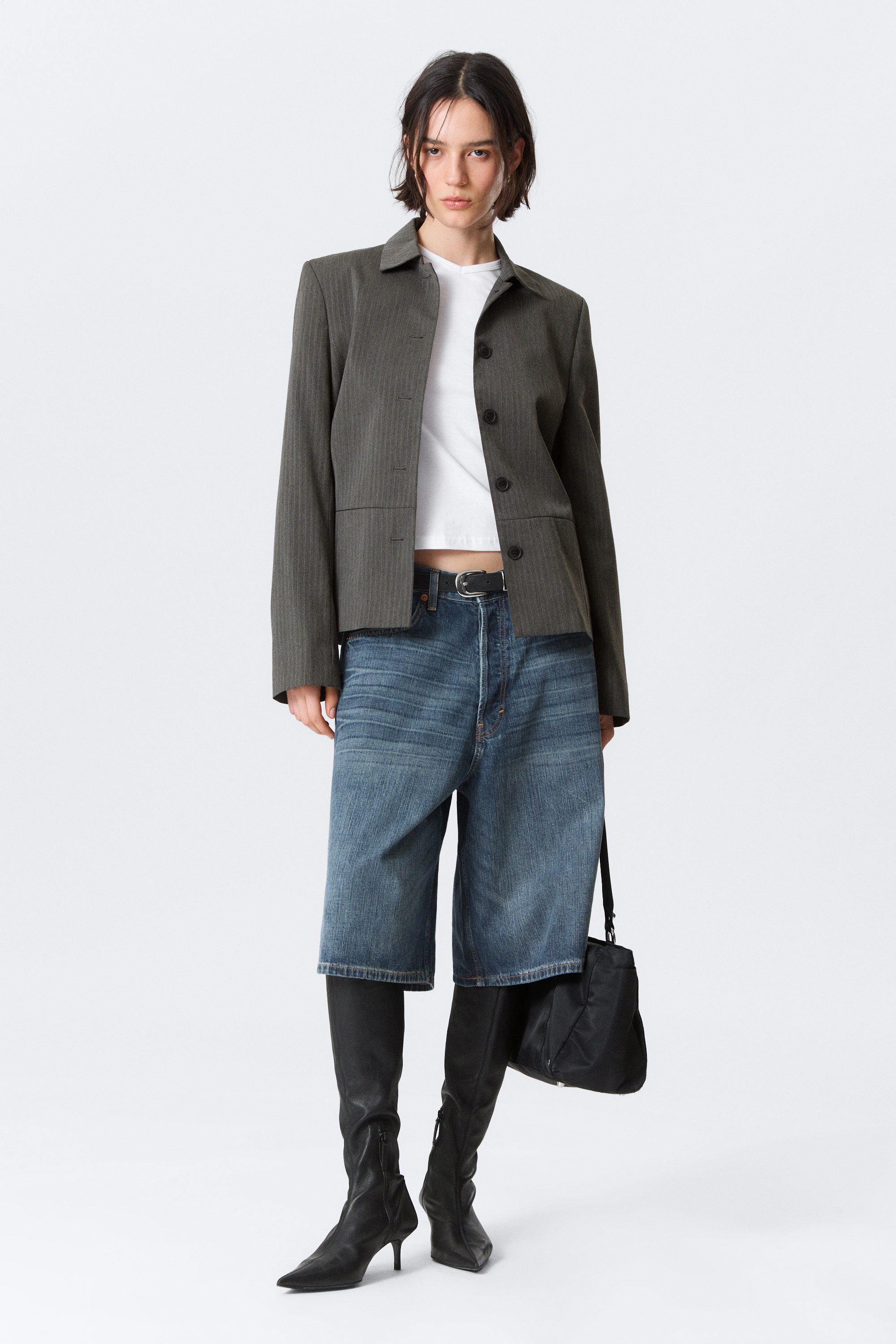 short wool blend jacket - Dark Grey Melange | Weekday WW