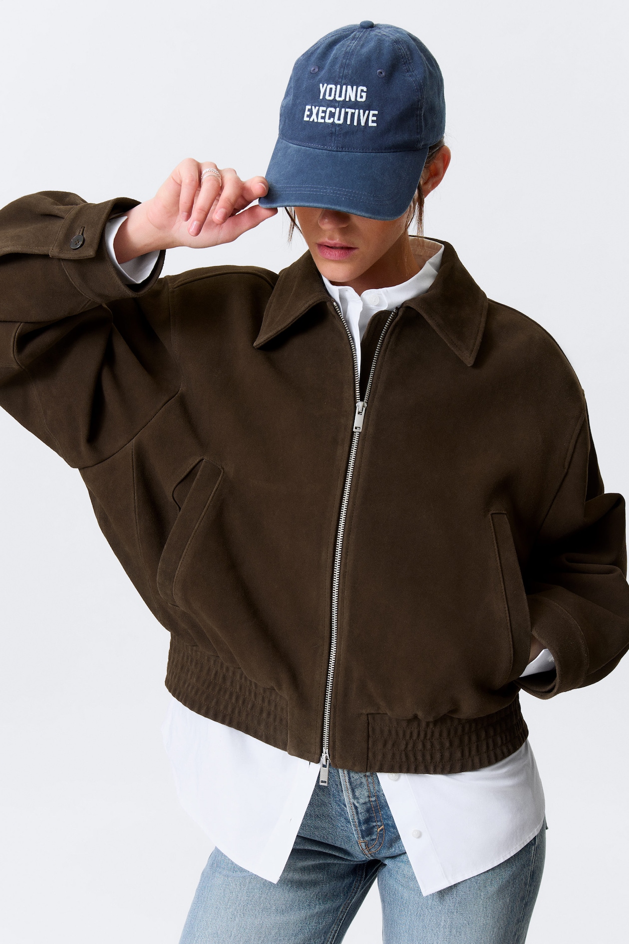 mid-range boxy suede jacket for women