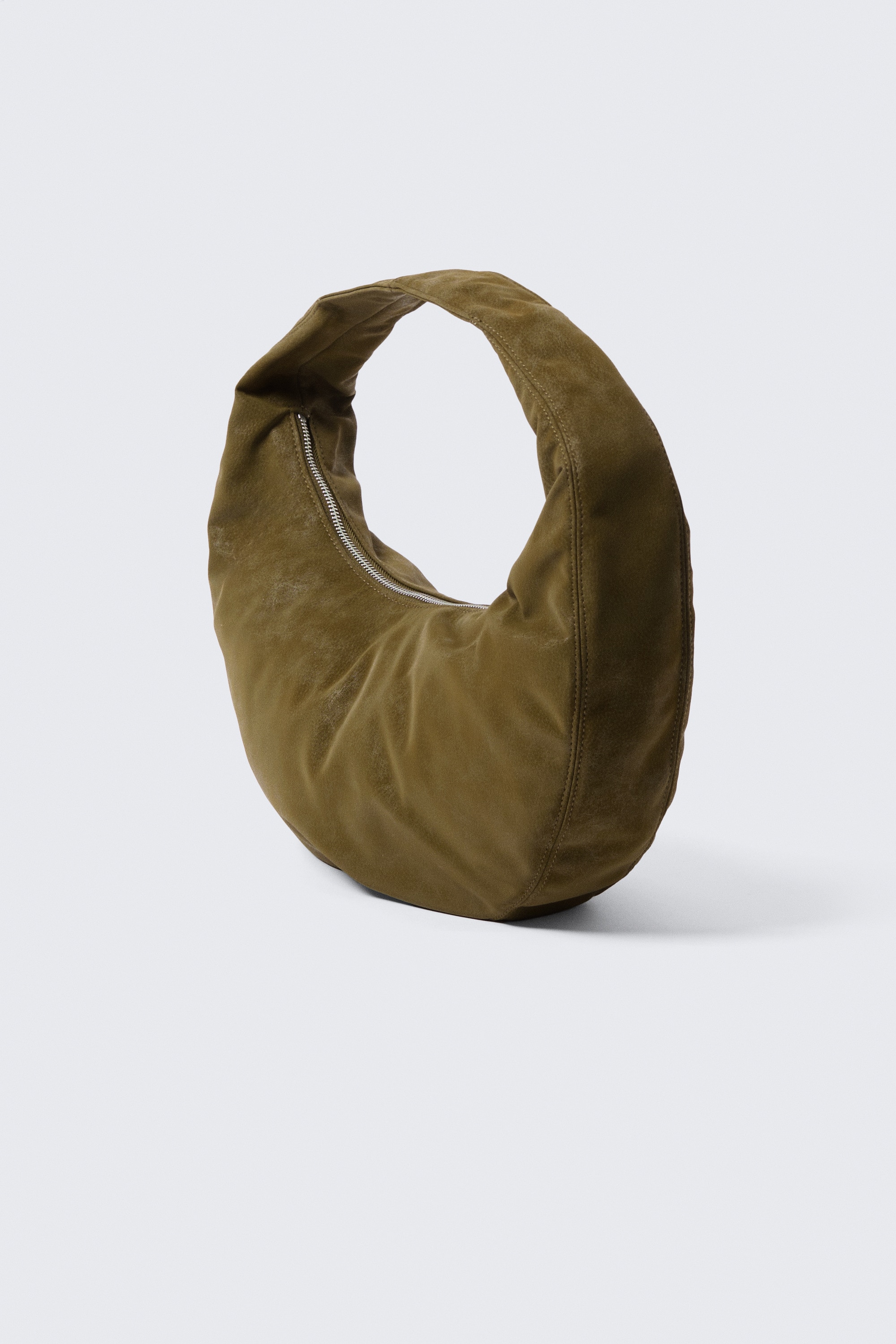 Středně velká zaoblená kabelka - Dark Khaki Green