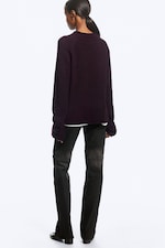 Striped Dark Purple - Avslappnad jumper i ullmix - 3