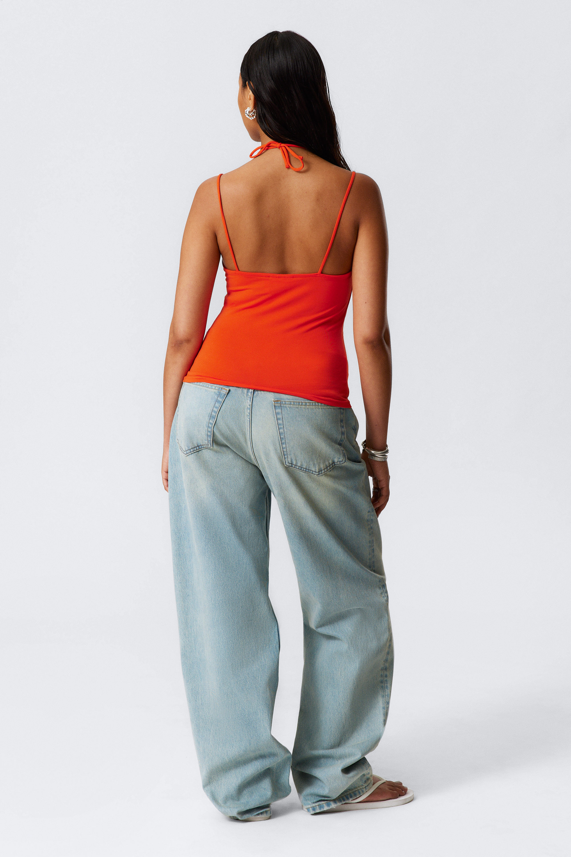 Bright Orange - Slim Fit Halterneck Strap Top - 3