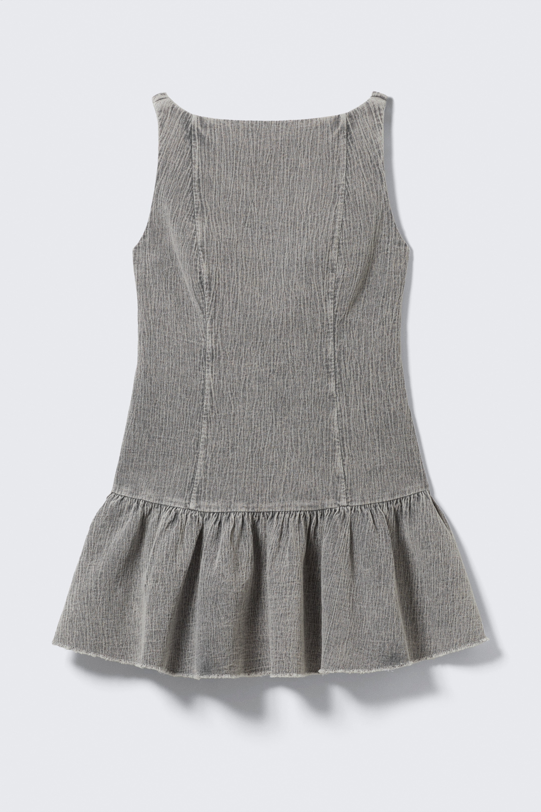 Ingrandisci l'immagine: Flared Boat-neck Mini Twill Dress - Washed Grey - DONNA | H&M CH 5
