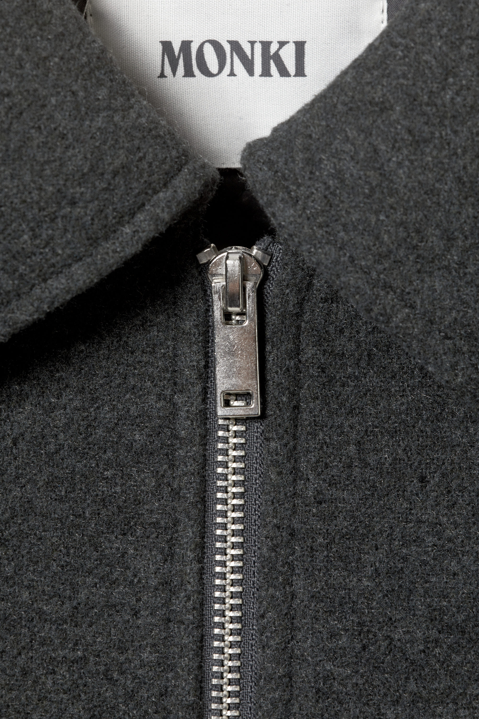 Dark Grey Melange - Cropped Boxy Zip Jacket - 5