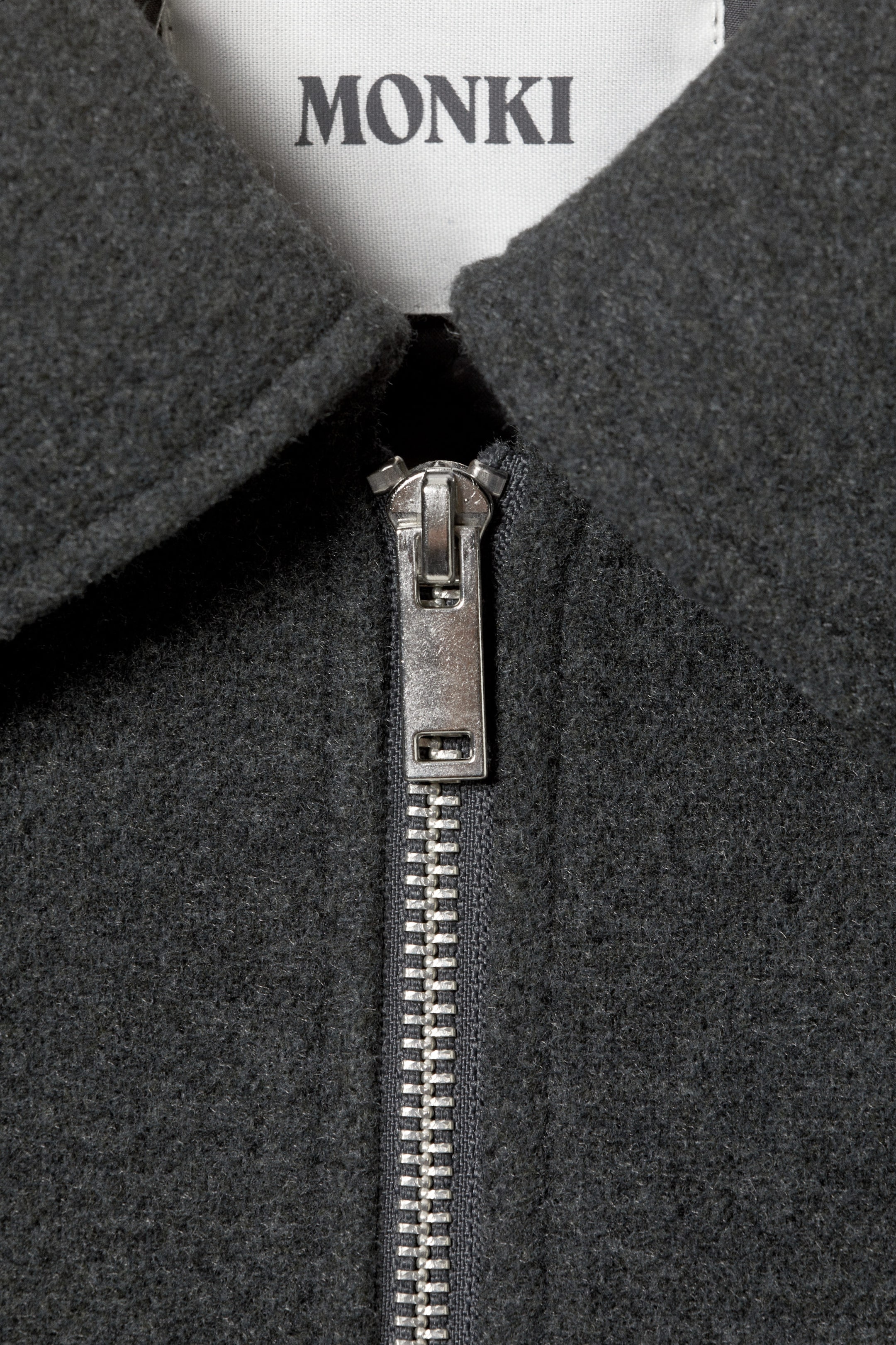 Dark Grey Melange - Cropped Boxy Zip Jacket - 5