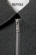 Dark Grey Melange - Cropped Boxy Zip Jacket - 5