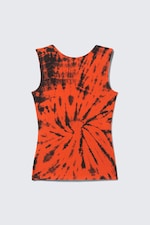 Klargul batik - Linne med öppen rygg och båtringning - 0