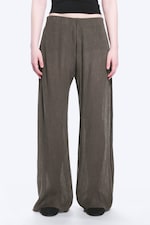 Dark Brown - Crinkled Low-Rise Wide-Leg Trousers - 1