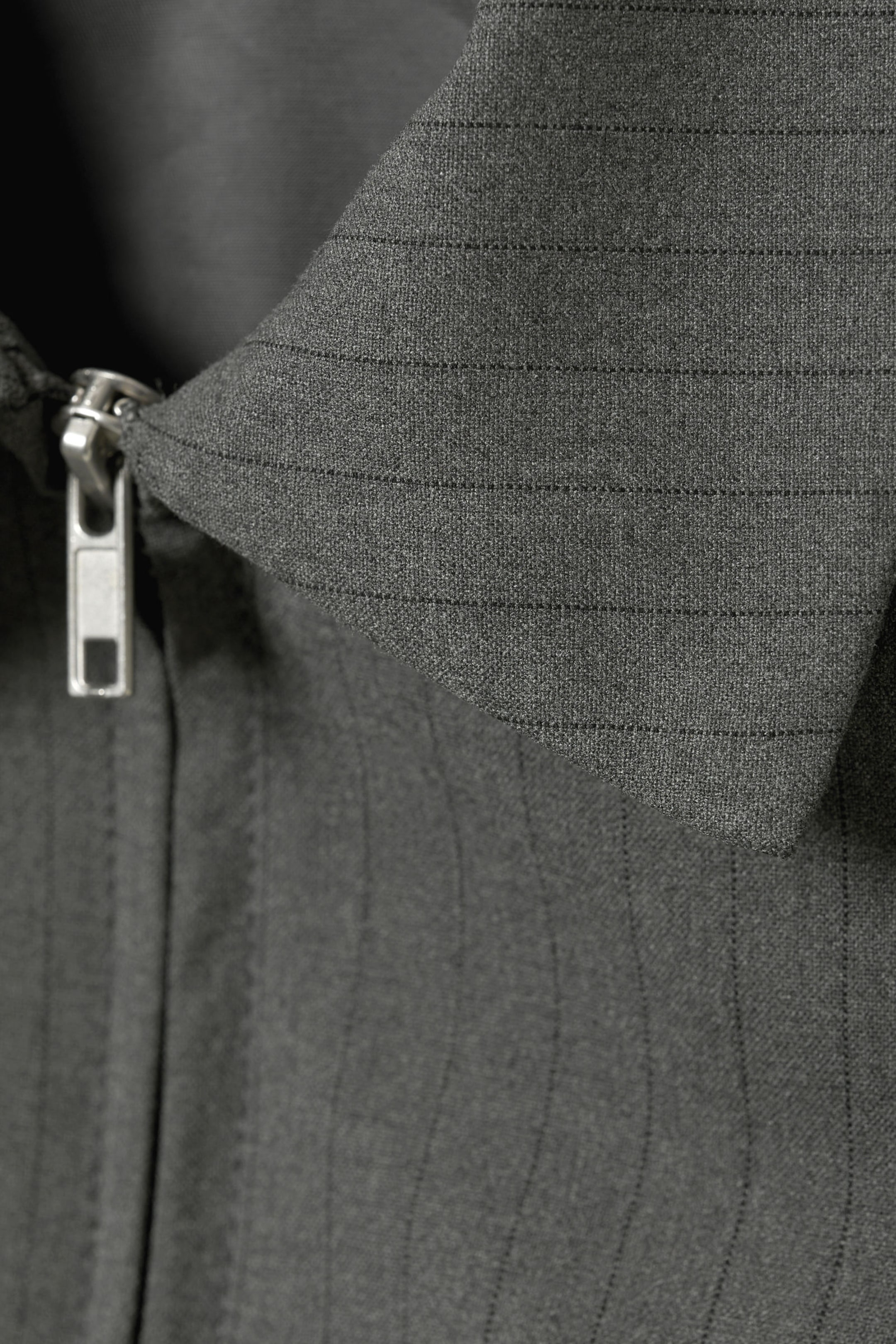 Dark Grey Pinstripe - Slim Zip Vest Top - 1