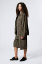 Dunkles Graubraun - Verwaschene, locker geschnittene Ripstop-Jacke - 2