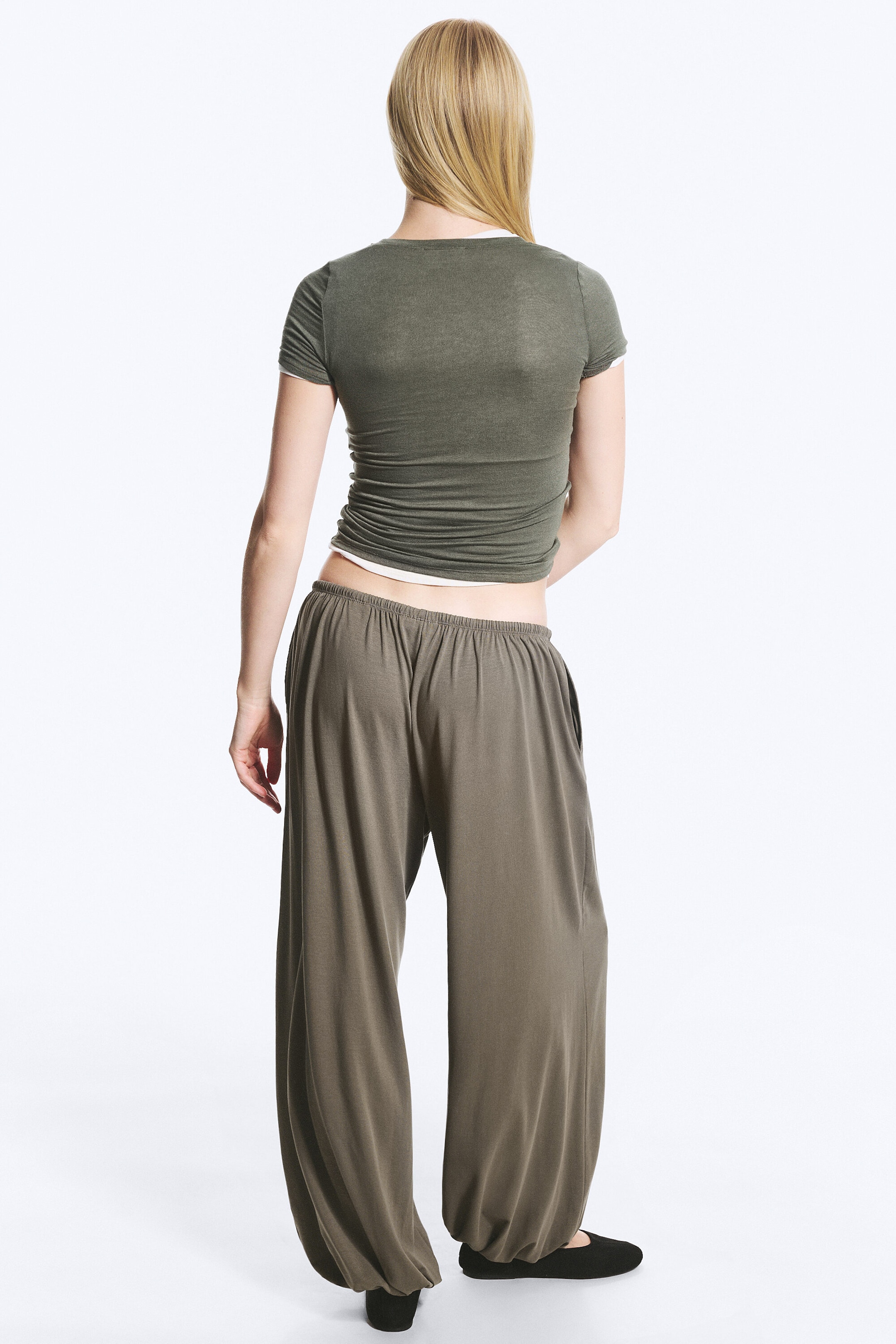 Dusty Grey - Soft Mid-Rise Balloon Trousers - 3