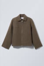 Dunkelbraun - Kurze Jacke aus Wollmischung - 0