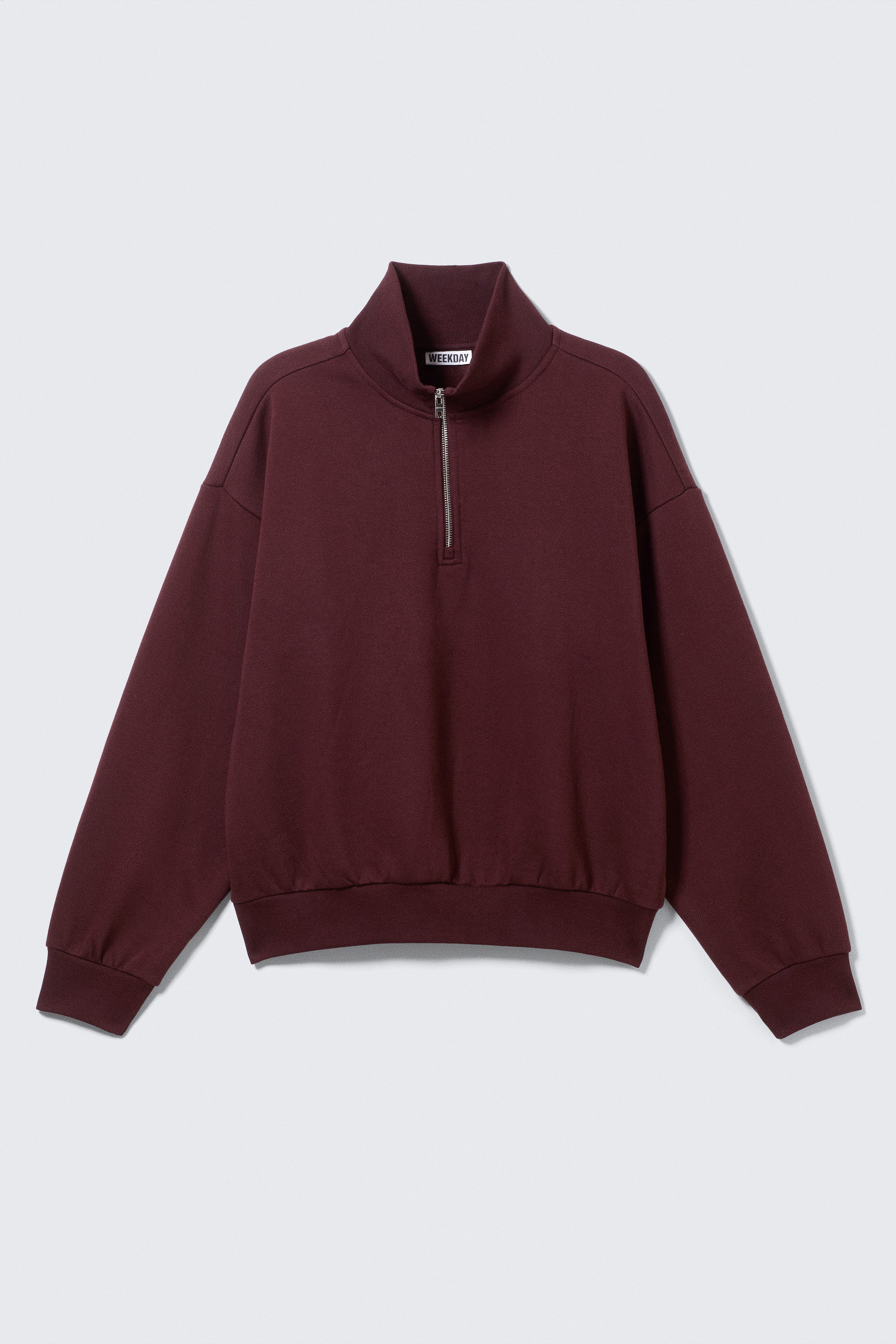 Dark Red - Loose Half Zip Sweatshirt - 3