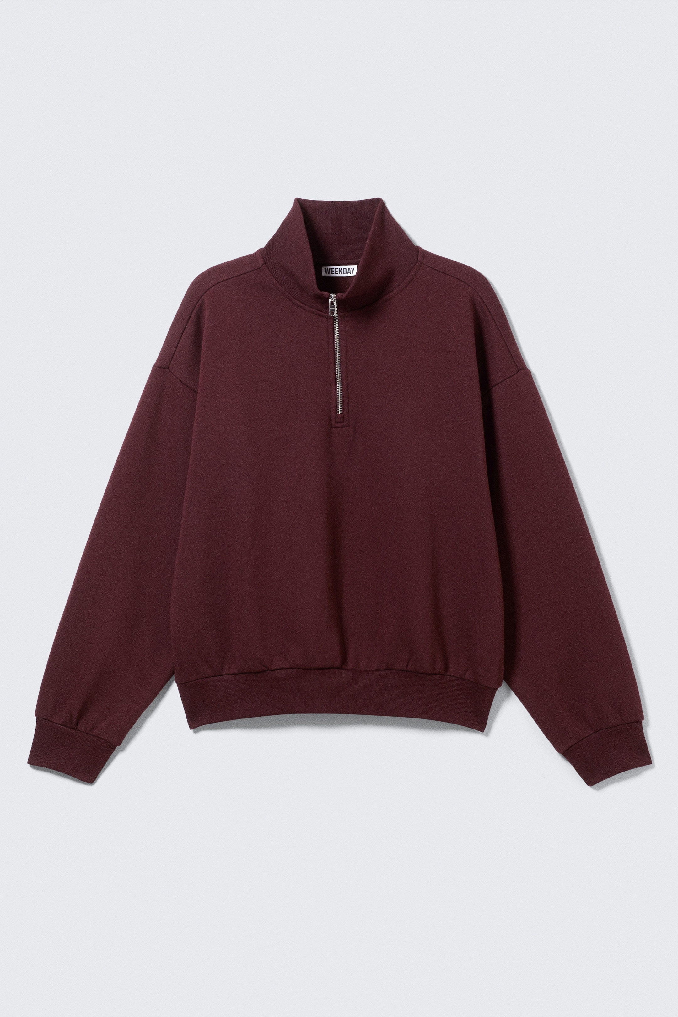 Dark Red - Loose Half Zip Sweatshirt - 3