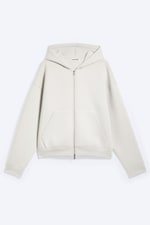 Taupe cendré clair - Sweat à capuche zippé en scuba Simon - 4