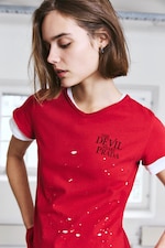 Red - The Devil Wears Prada Double-Layer V-Neck T-shirt - 0