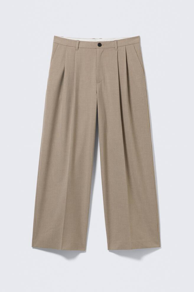 Nate Pantalones de Cintura Regular, Holgados y de Pierna Recta - Beige jaspeado a rayas/Gris oscuro a rayas/Negro/Brown Pinstripe/Marrón oscuro - 1