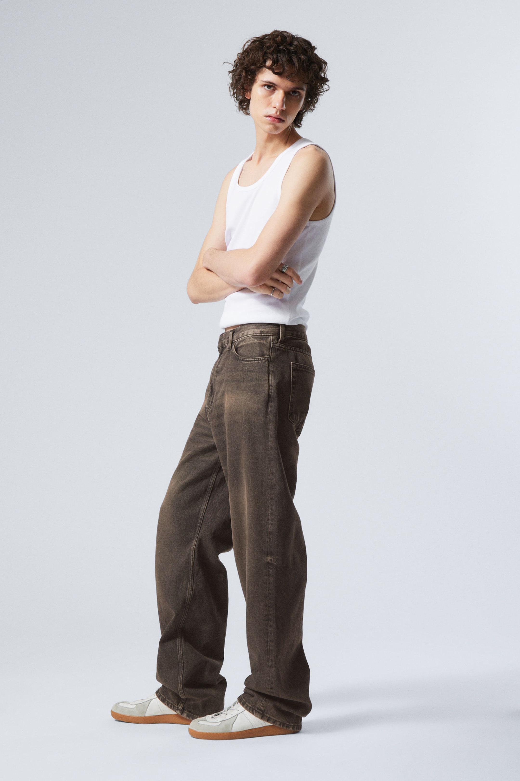 Bruin met wassing - Galaxy Loose Straight Leg Jeans - 5