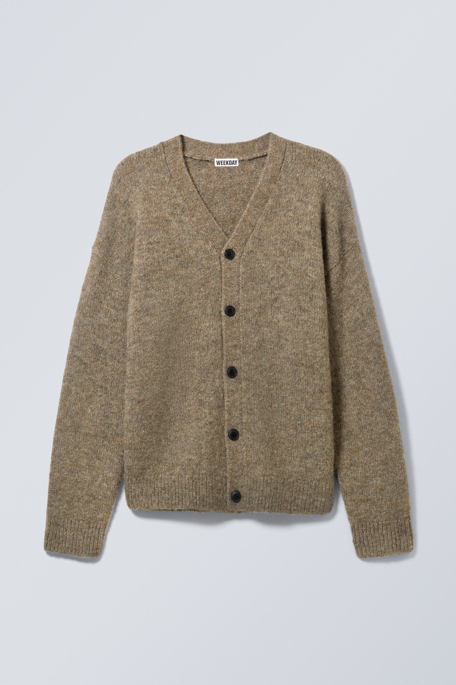relaxed knitted wool-blend cardigan - Dark Mole | Weekday WW