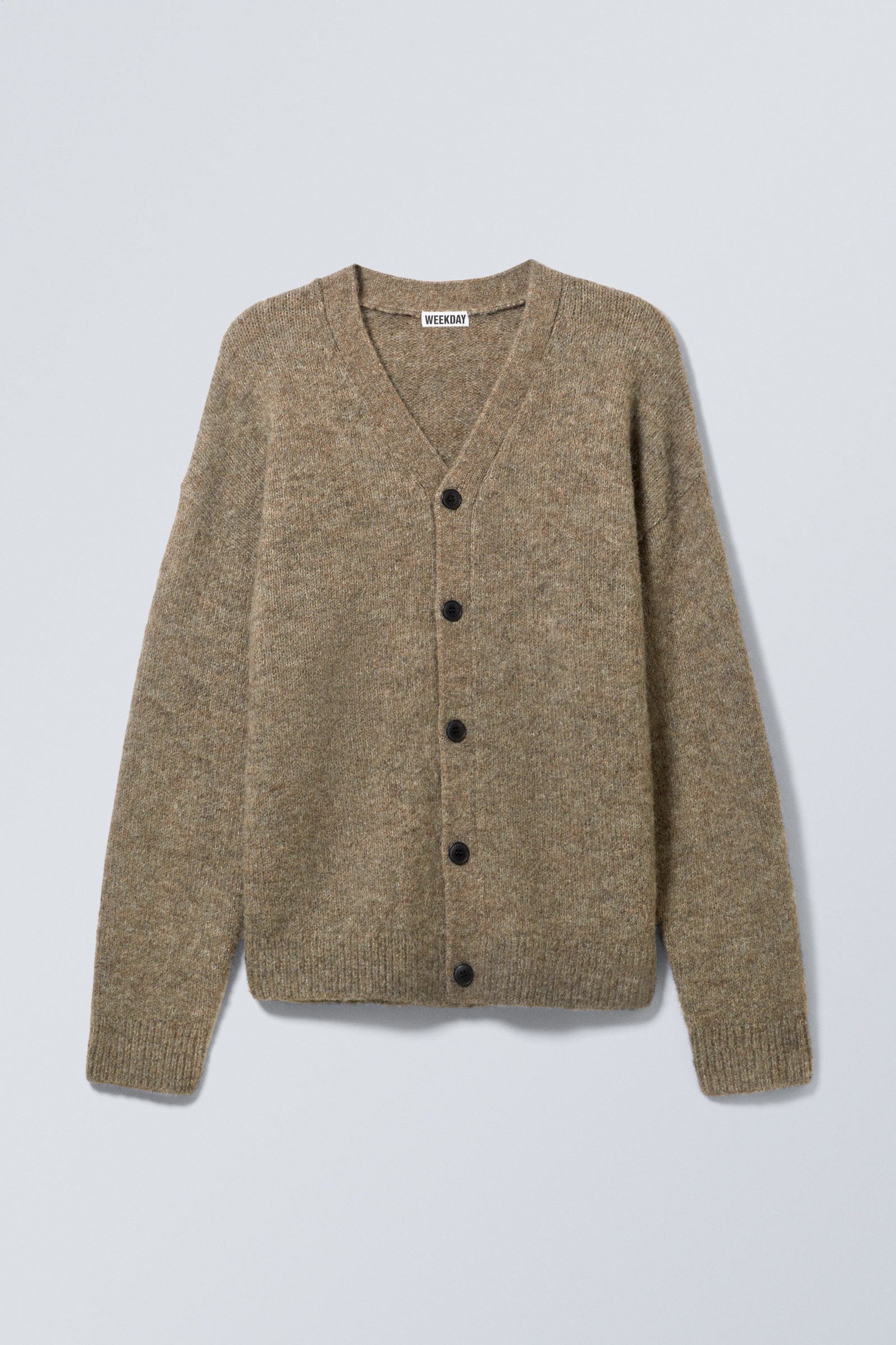 Dunkles Graubraun - Entspannte Strickjacke aus einer Wollmischung - 0