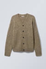 Dunkles Graubraun - Entspannte Strickjacke aus einer Wollmischung - 0