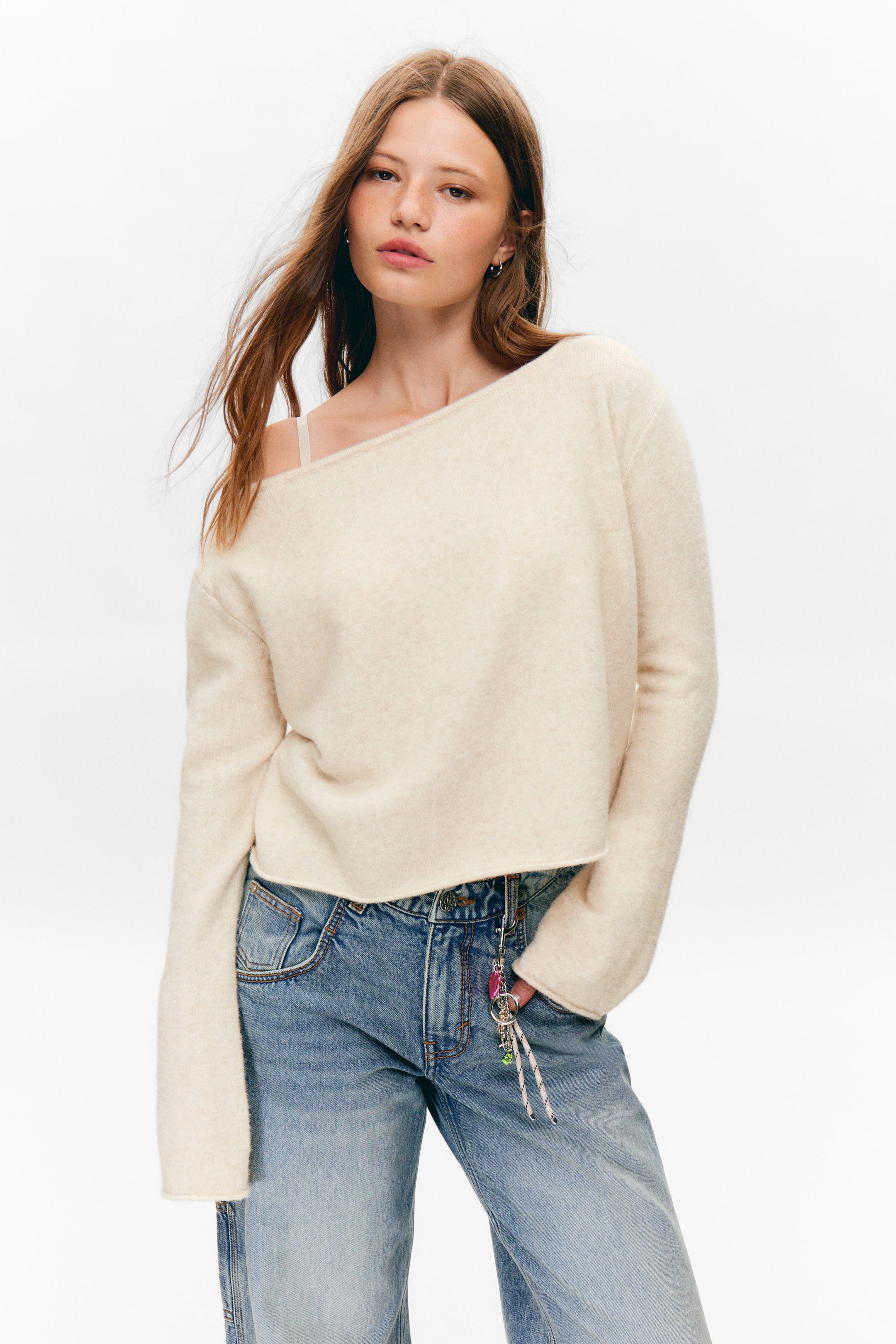 Light White - Soft Knit Boat-Neck Sweater - 1