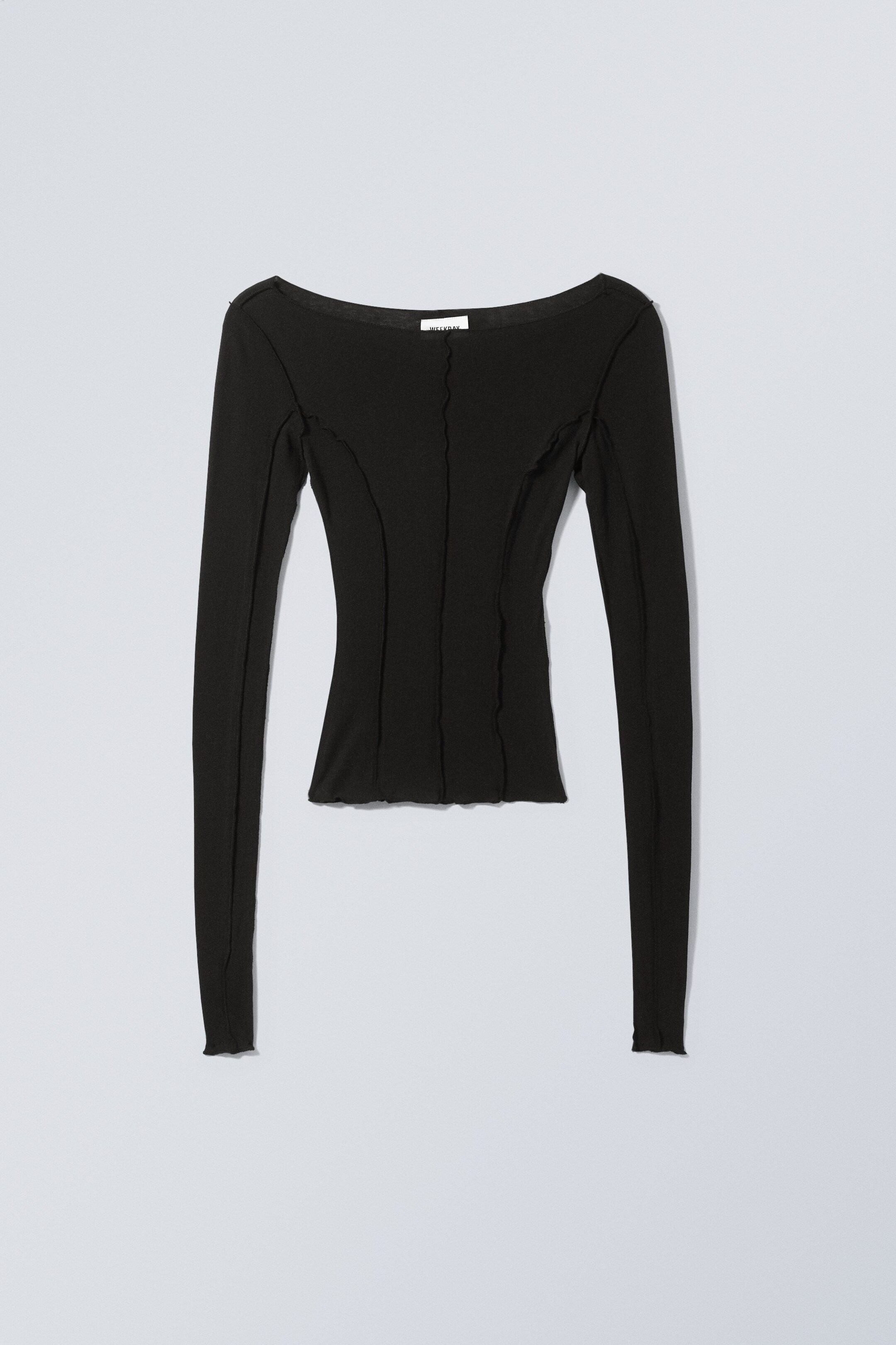Schwarz - Langarmshirt Turn mit Nahtdetails - 1