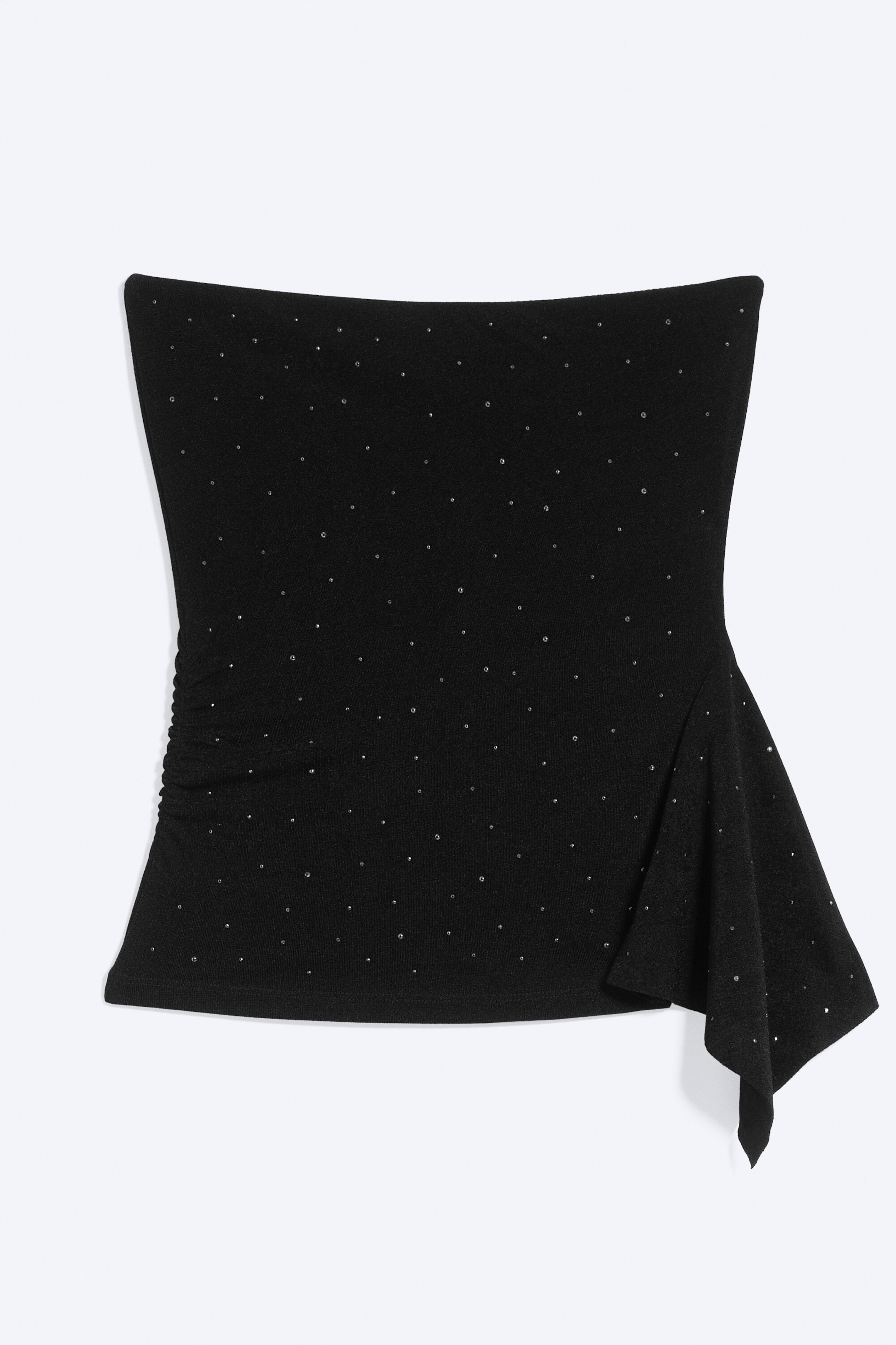 Black - Studded Frill Tube Top - 1