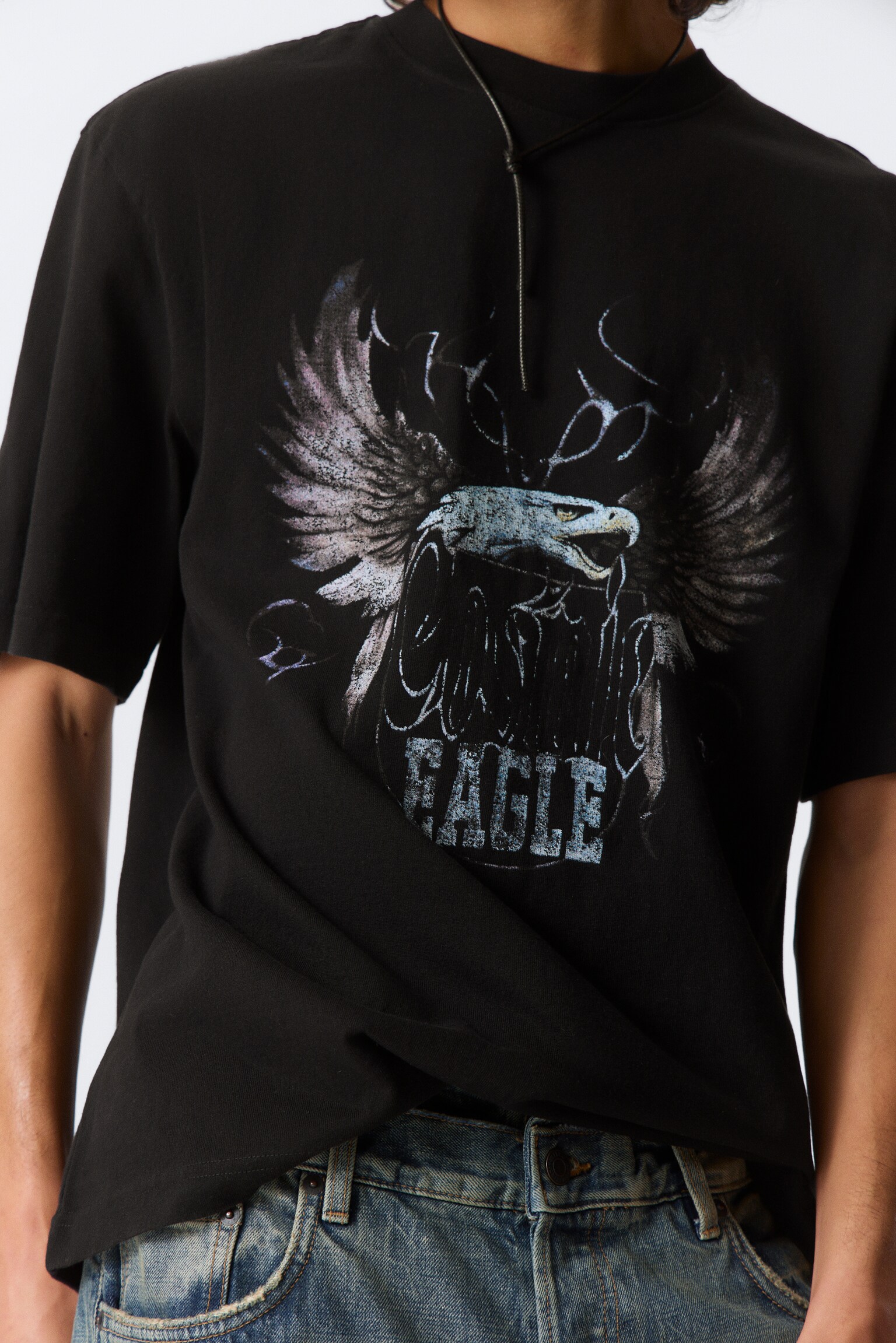 Relaxed Graphic Printed T-shirt - Black - Cosmic Eagle/Black - Thunder Tour/Black - Dragon Gate/Dark Brown - Drea8m - 3