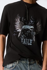 Svart - Cosmic Eagle - Tryckt T-shirt med avslappnad passform - 1