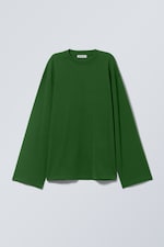 Dark Green - Oversized Long Sleeve T-shirt - 0