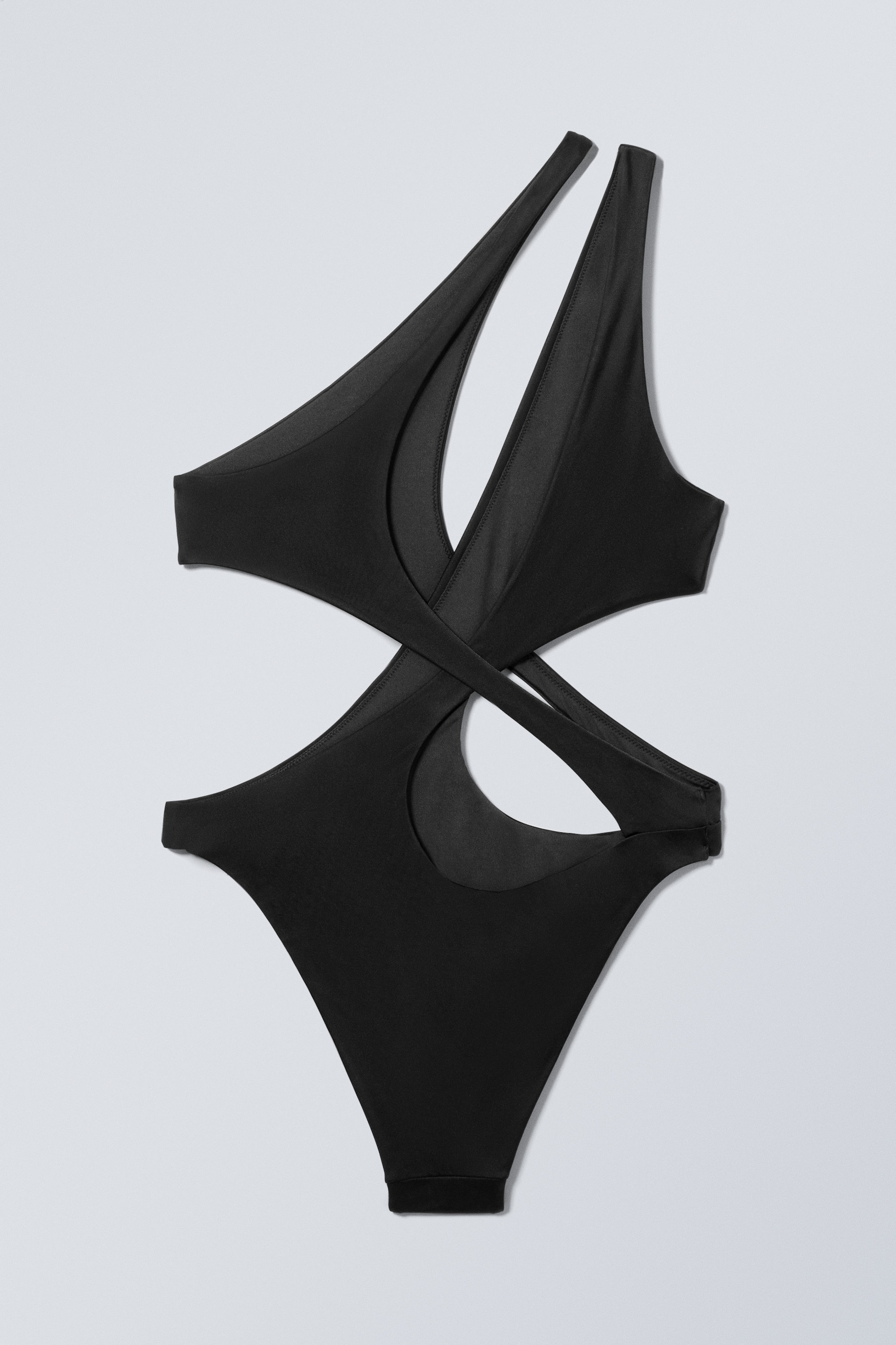 Dark Grey - Sculptural Asymmetric Cut-Out Swimsuit - 2