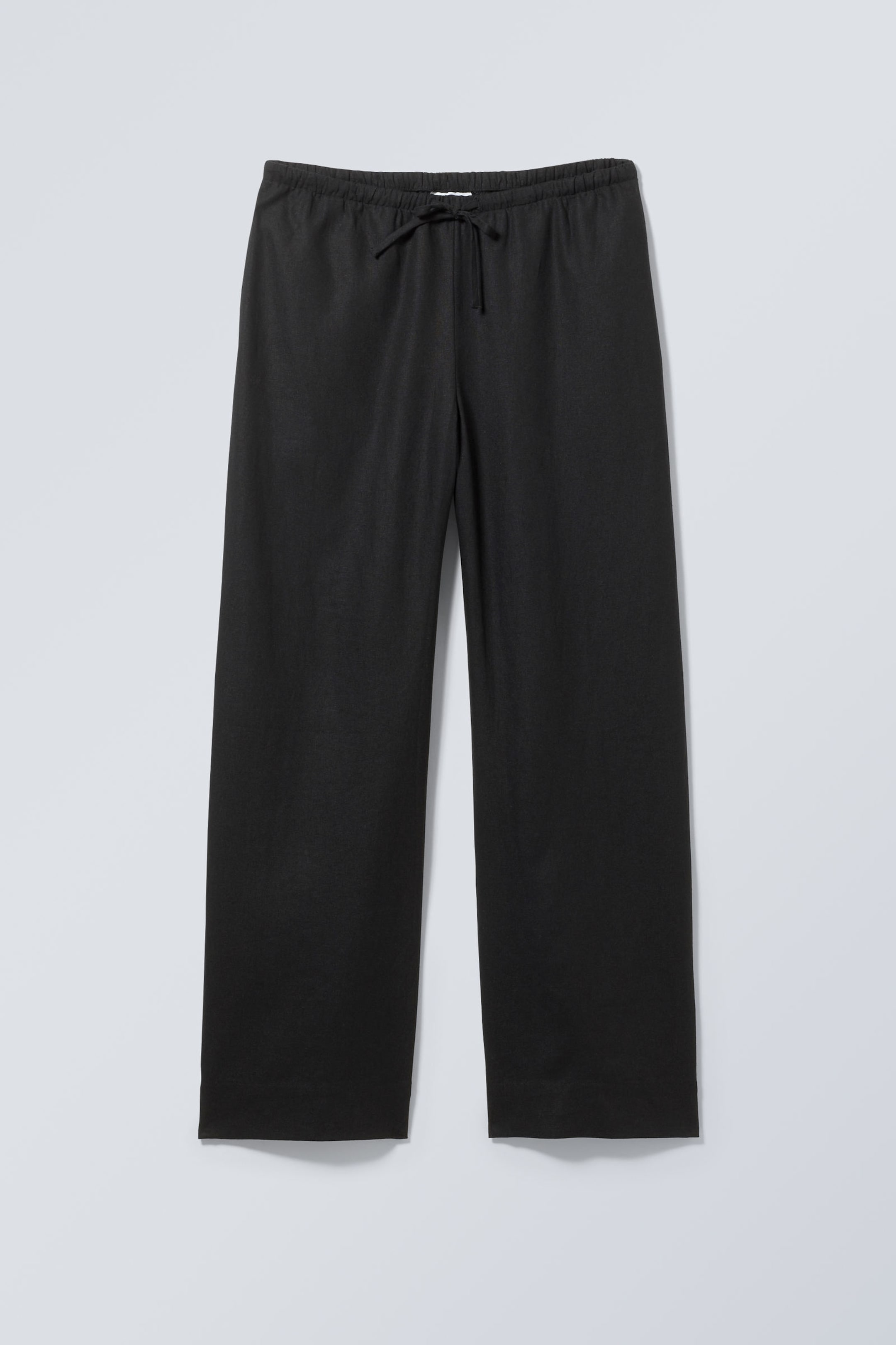 Schwarz - Weite Pull-on-Hose aus Leinenmischung - 1