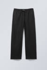 Black - Wide Pull-on Linen Blend Trousers - 0