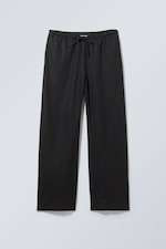 Schwarz - Weite Pull-on-Hose aus Leinenmischung - 0