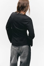 Noir - Haut ajusté à manches longues - 2