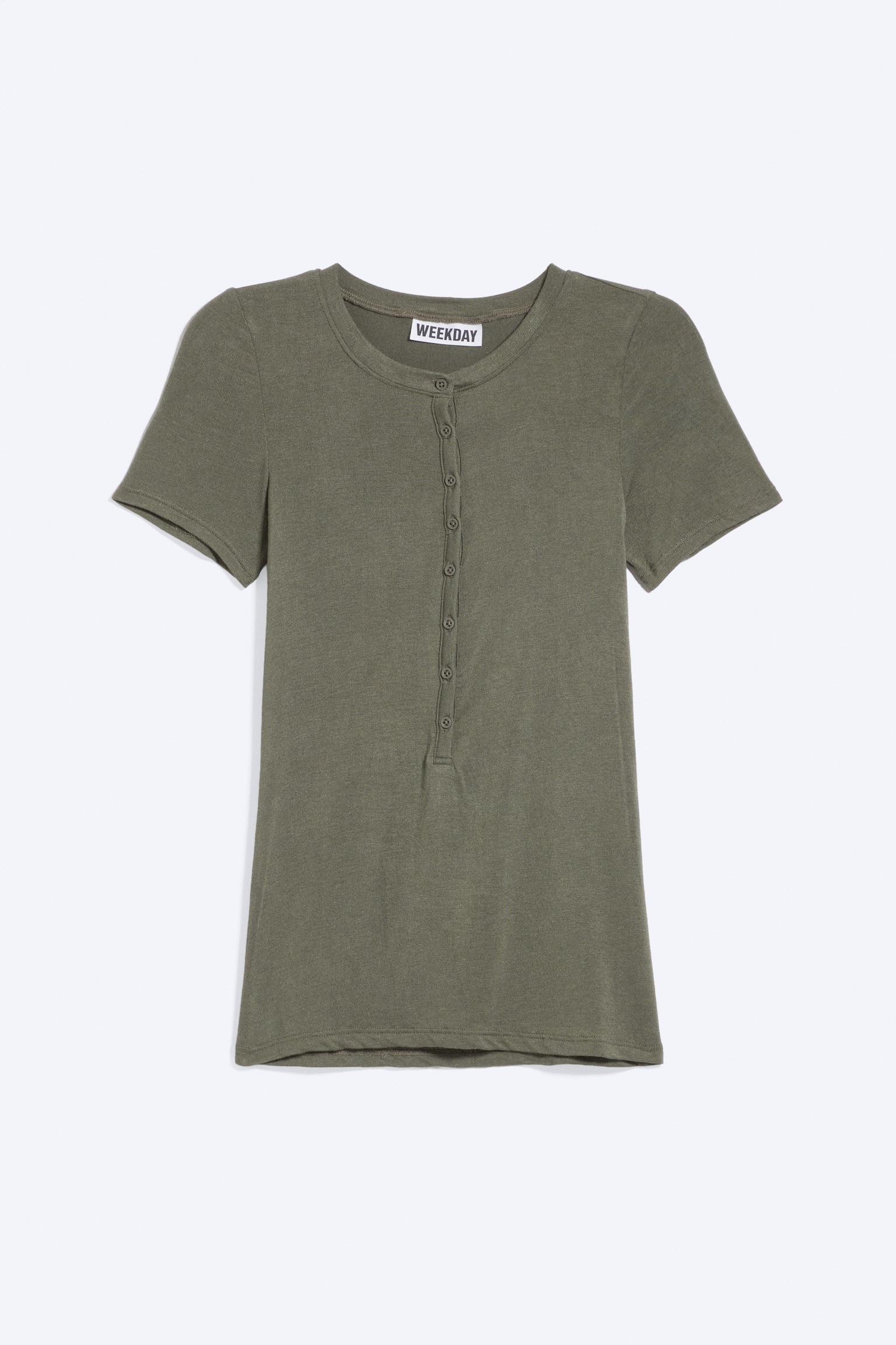 Top Henley cu mâneci scurte - Verde Khaki Prăfuit/Alb/Negru/Melanj Gri Prăfuit Deschis - 1