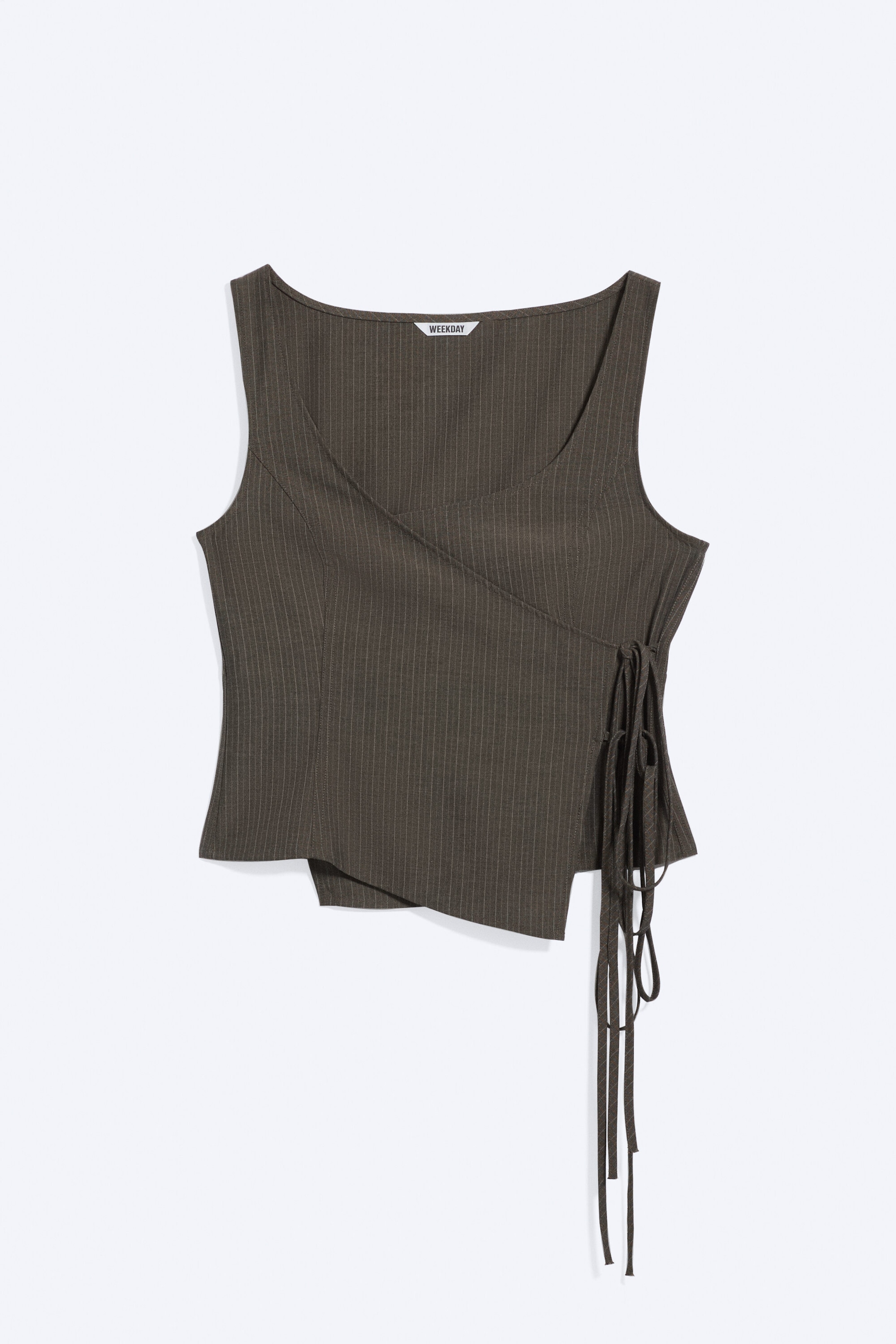 Taupe foncé - Haut à bretelle portefeuille asymétrique - 4