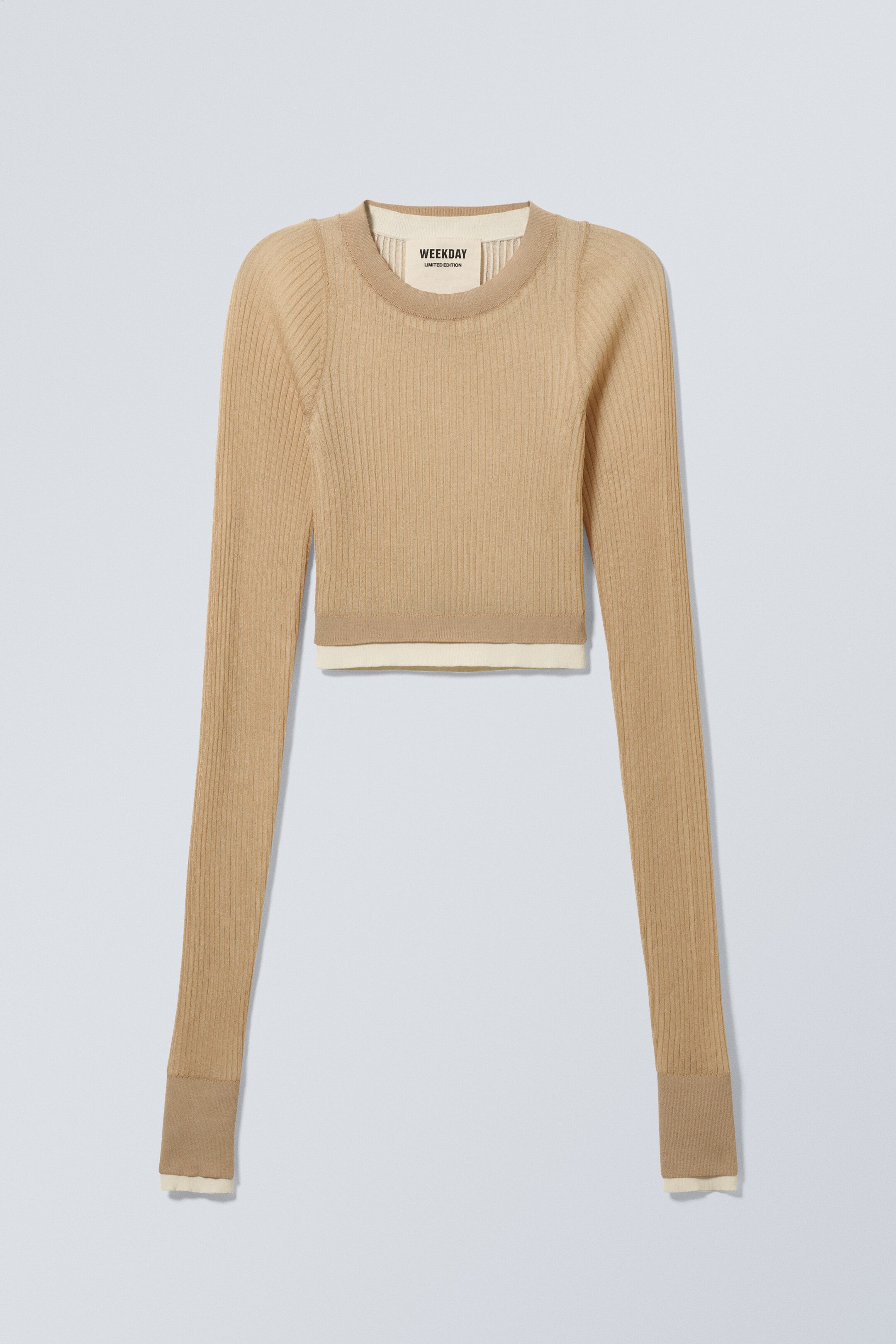 Beige / Dusty White - Dual Long Sleeve Top - 0