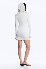 Grey Melange - Hooded Long-Sleeved Mini Dress - 3