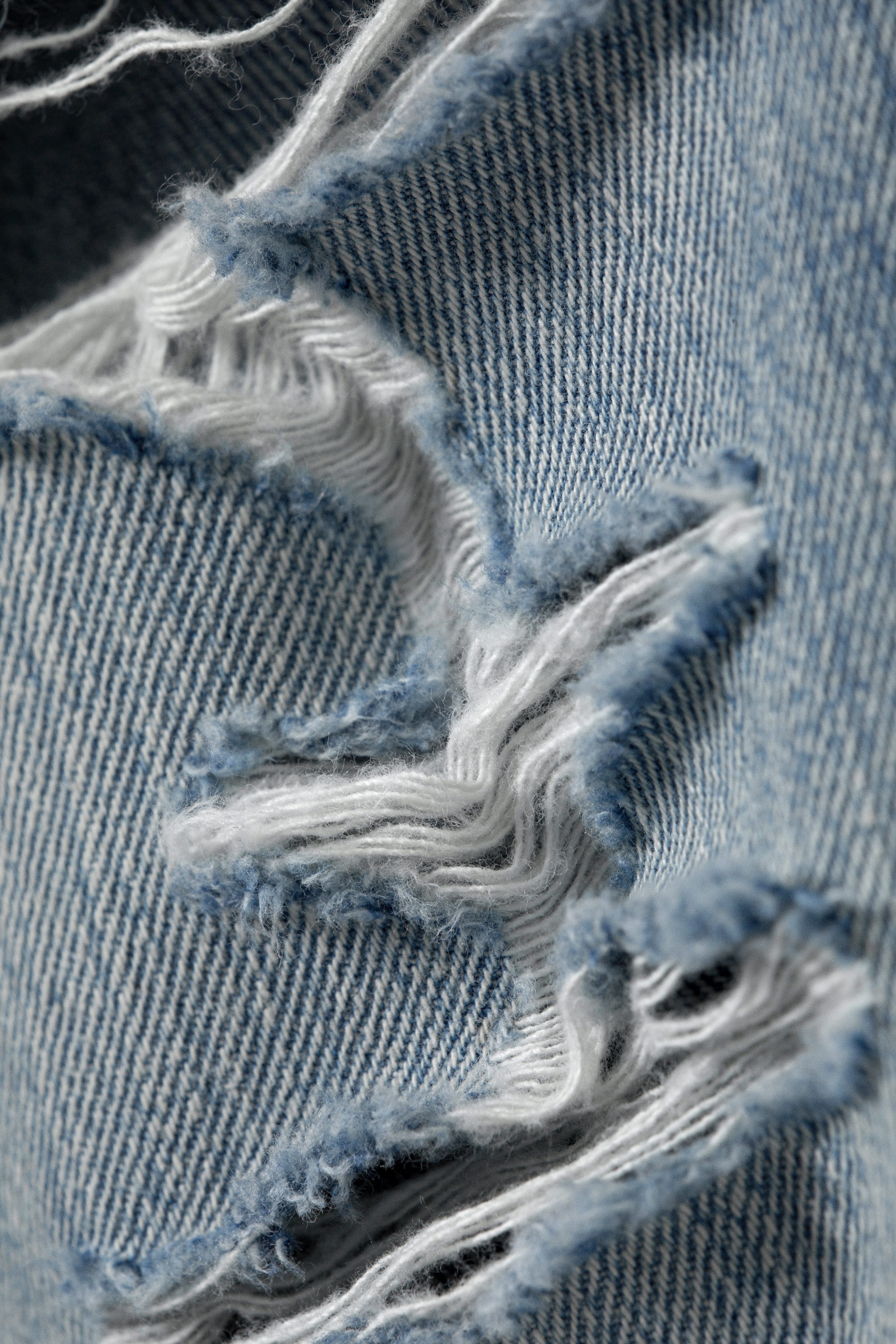 Distressed Blue - Space Relaxed Straight Leg Distressed Jeans - 2