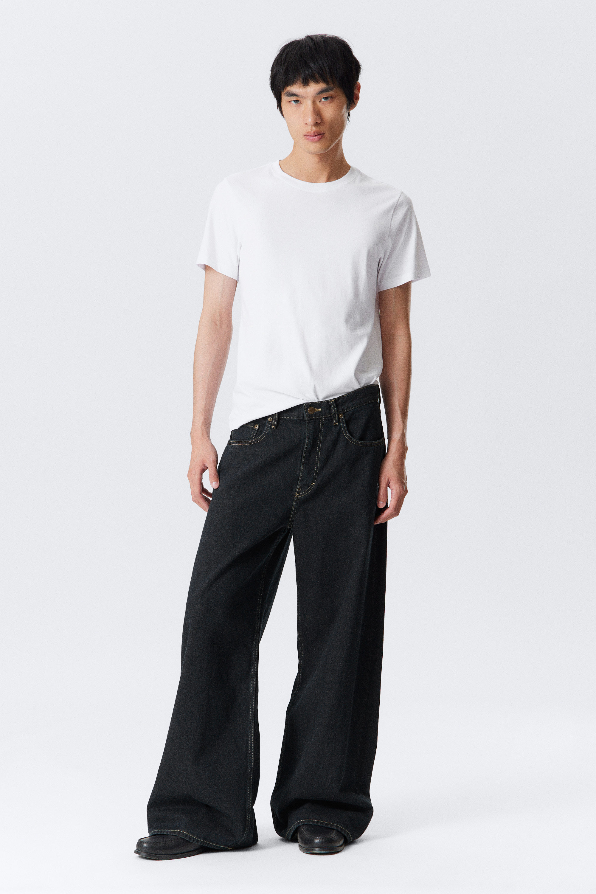 Emerald Rinse - Dark Blue - Solar Loose Wide Leg Unisex Jeans - 1