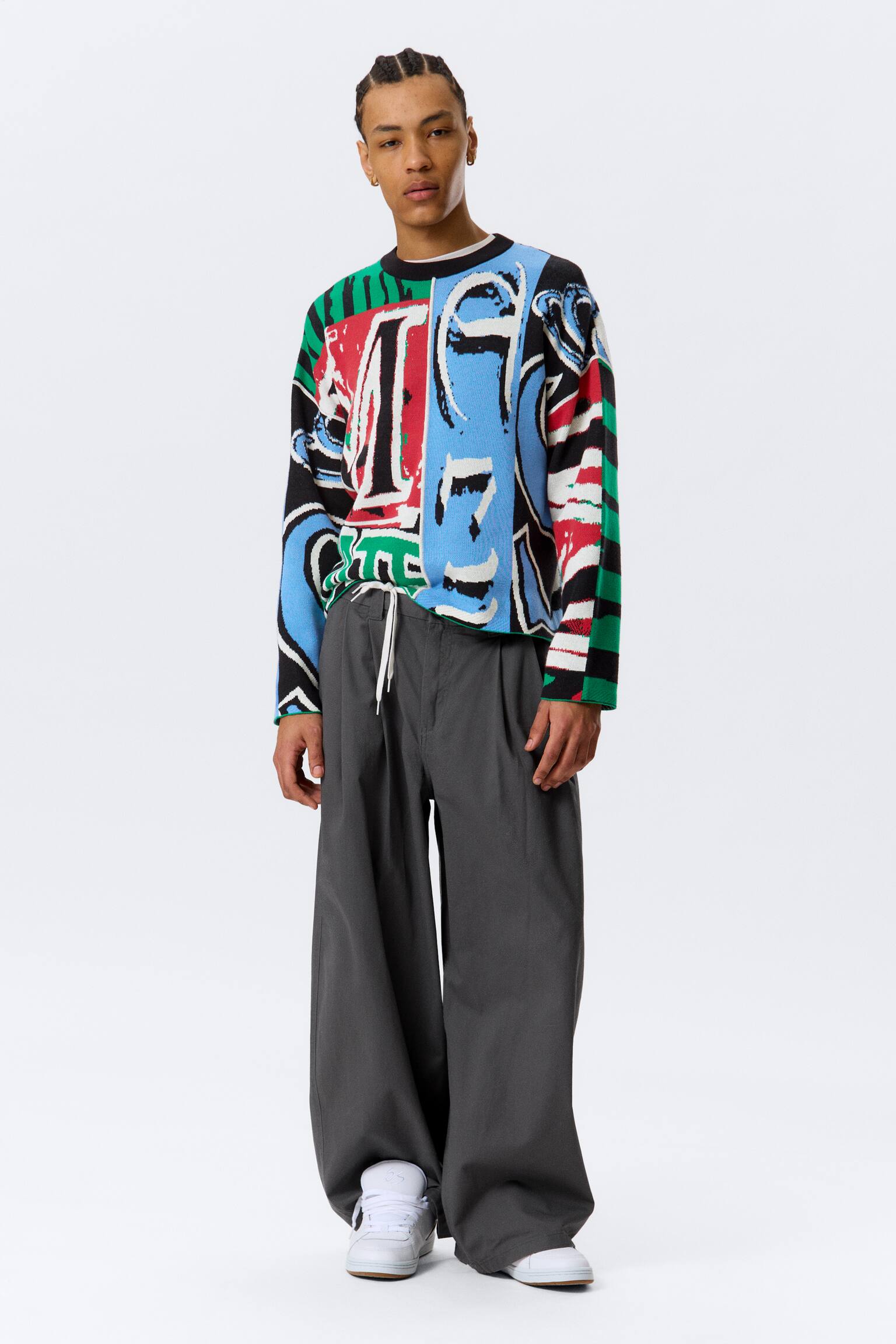 Camisola de Malha Gráfica Larga em Algodão - Estampa Multicolorida - 5