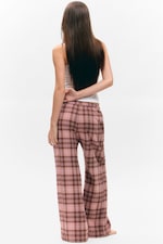 Rosa & brun-rutig - Pyjamasbyxor i flanell - 2