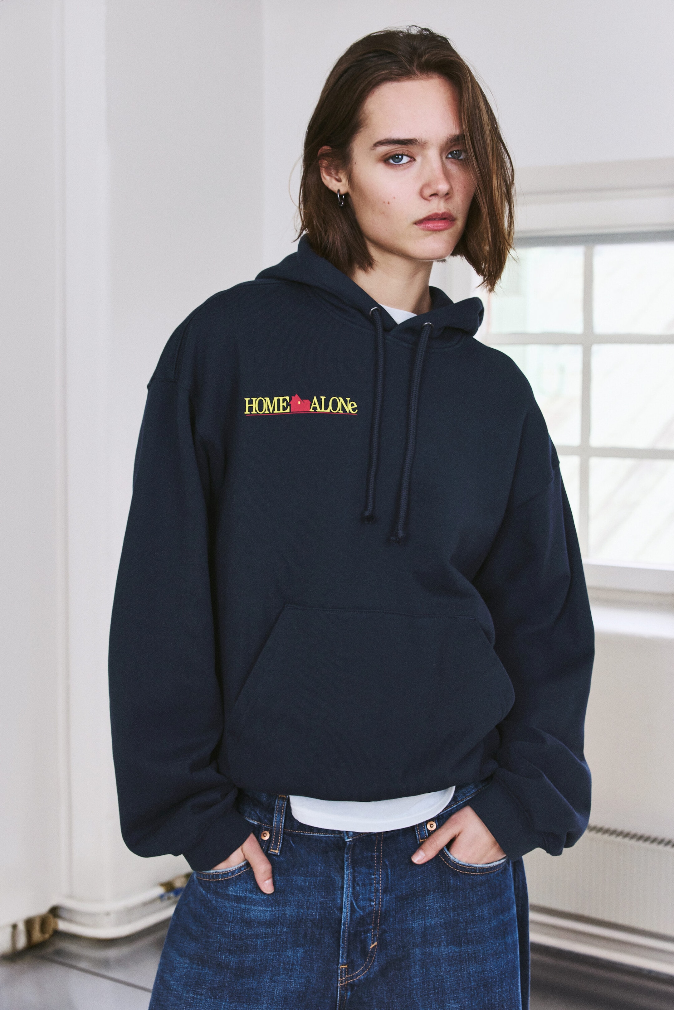 Dark Blue - Home Alone Loose-Fit Hoodie - 1