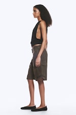 Washed Dark Grey - Loose Low Rise Cargo Shorts - 3