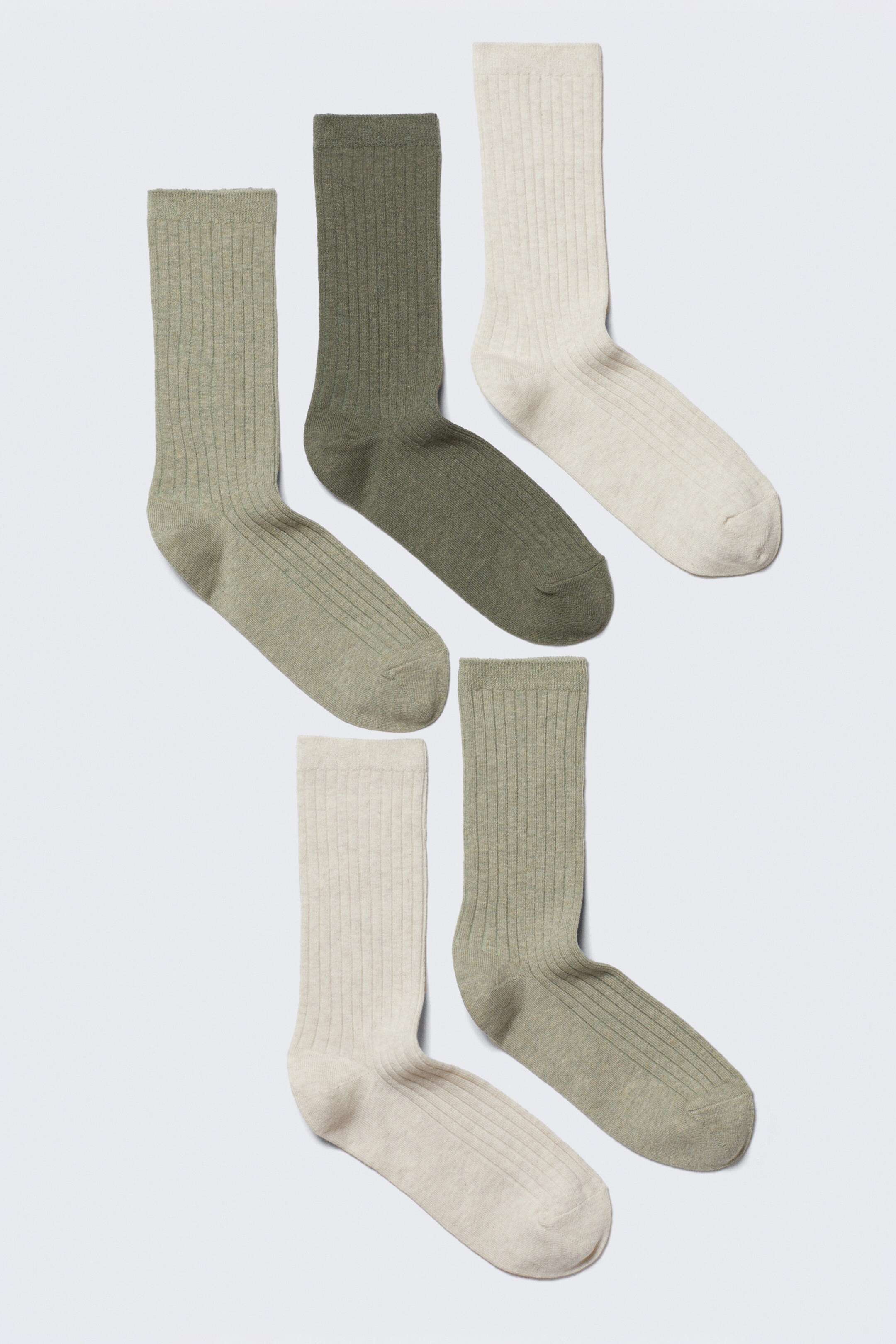 Khaki Mix - 5-pack Rib Socks - 0