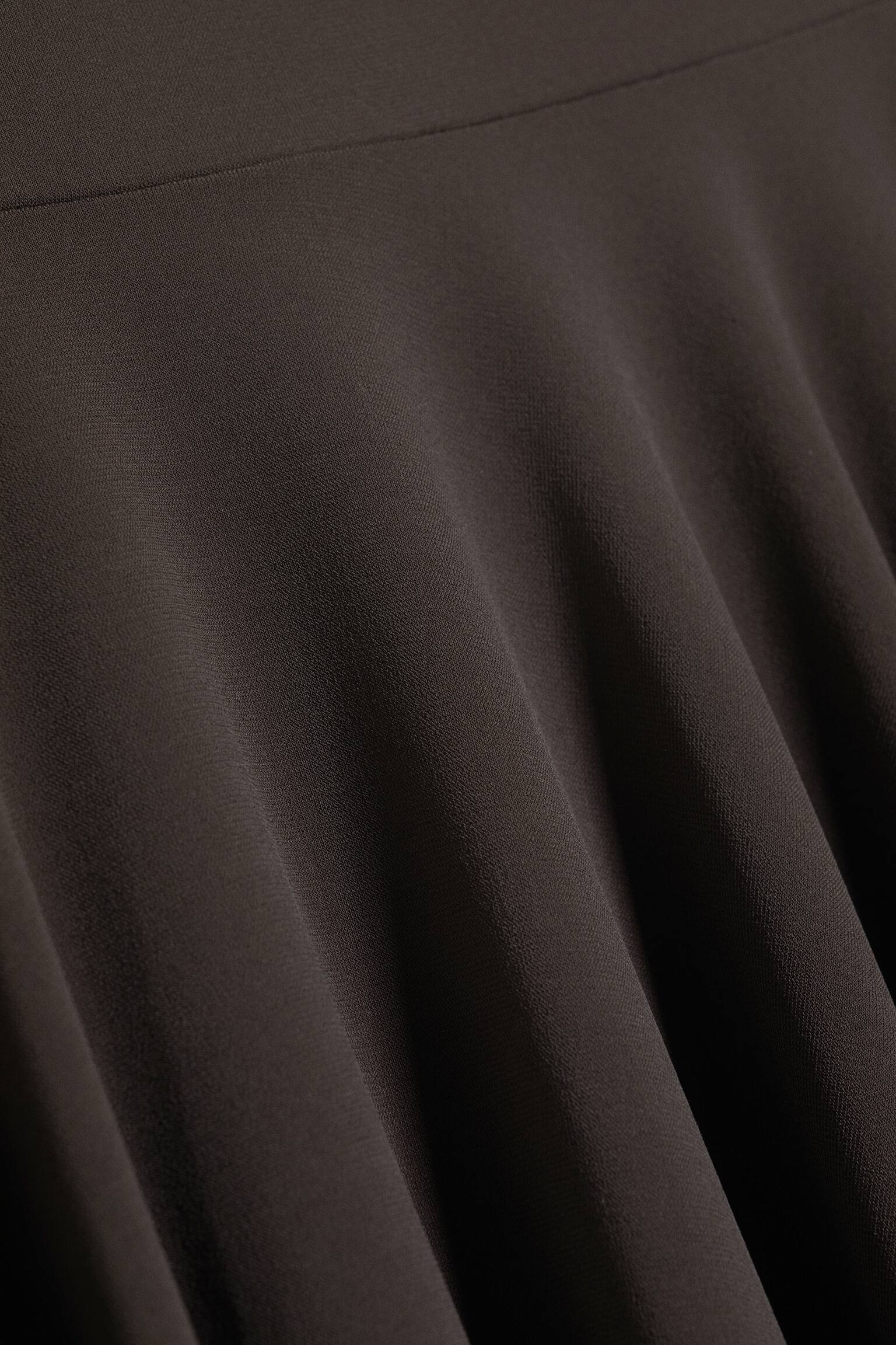 Mid waist asymmetrisk kjol i jersey-Mörkbrun - 3