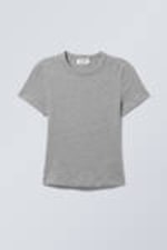 Graumeliert - T-Shirt im Slim-Fit - 0